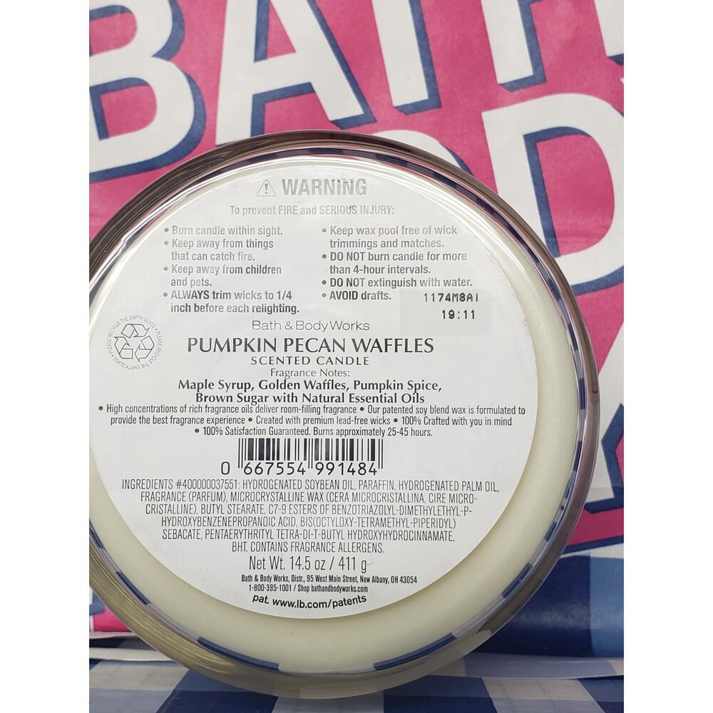 BBW Pumpkin Pecan Waffles Large 3 Wick Candle Holiday Home Fragrance - Picture 2 of 2